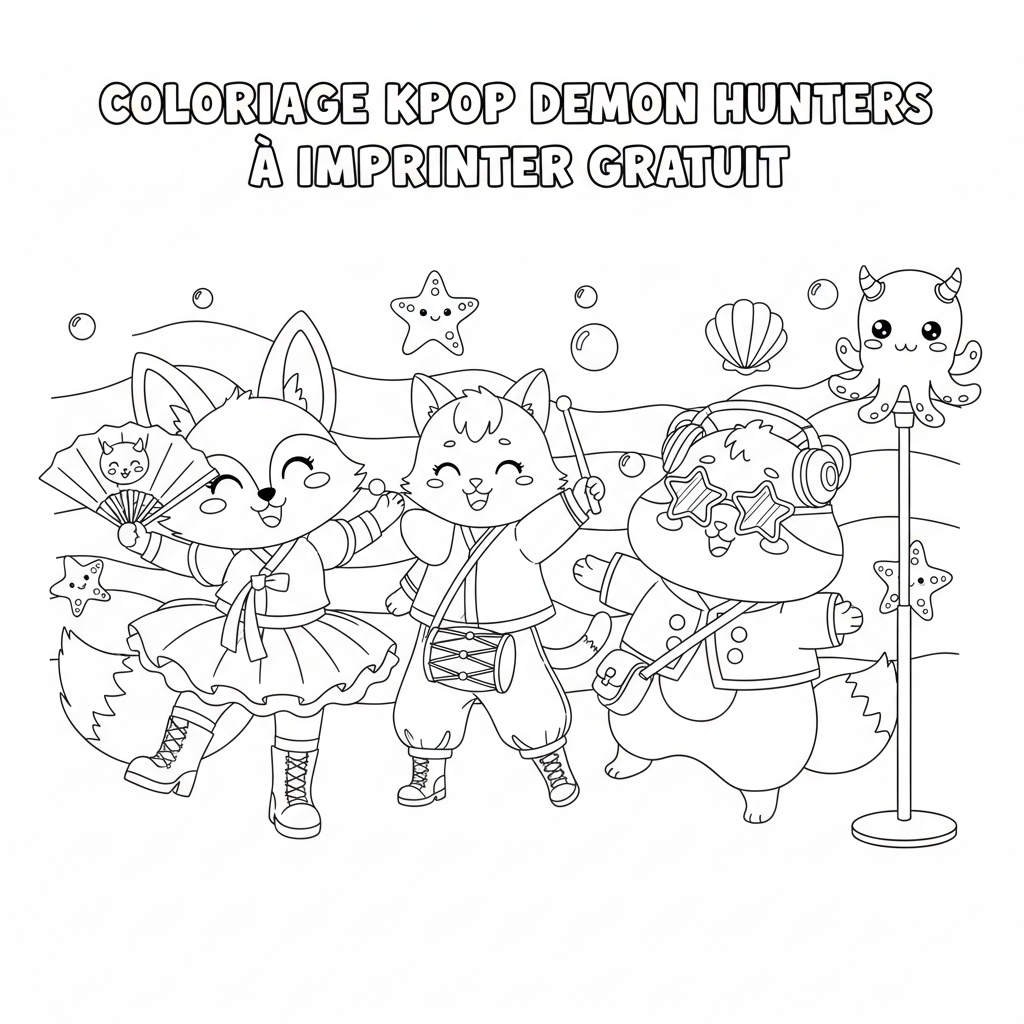 Coloriage Kpop Demon Hunters À Imprimer Gratuit pour Enfants