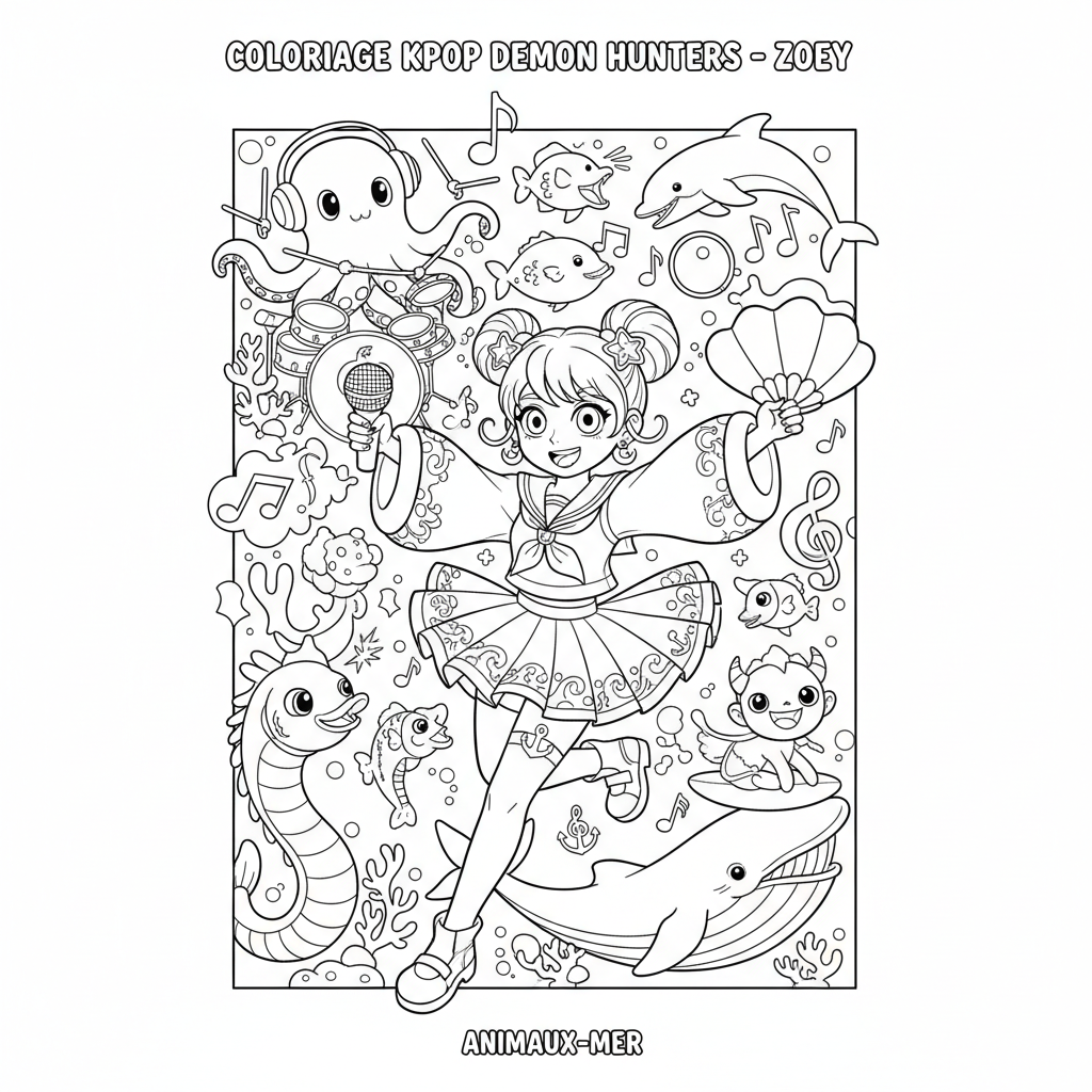 Coloriage coloriage kpop demon hunters à imprimer zoey 5