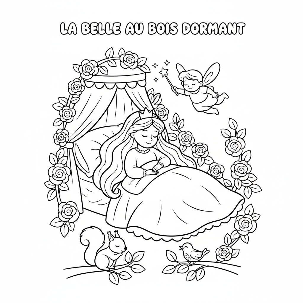 Coloriage La Belle Au Bois Dormant Gratuit à Imprimer