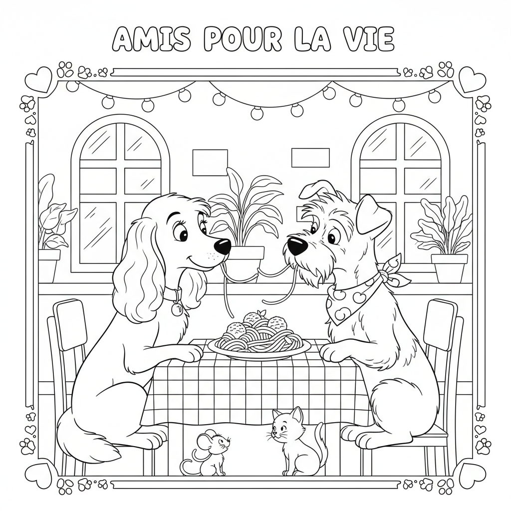 Coloriage coloriage la belle et le clochard 2