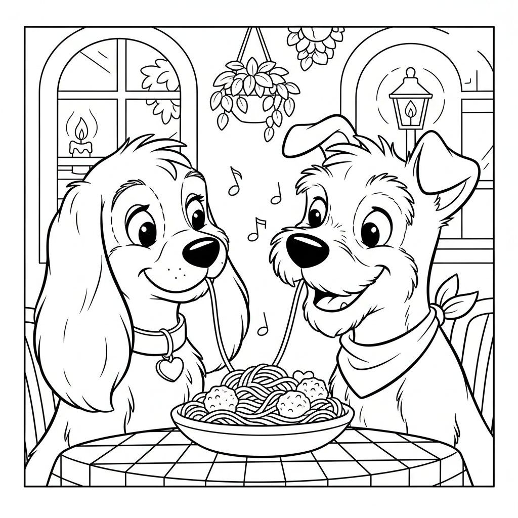 Coloriage coloriage la belle et le clochard 4