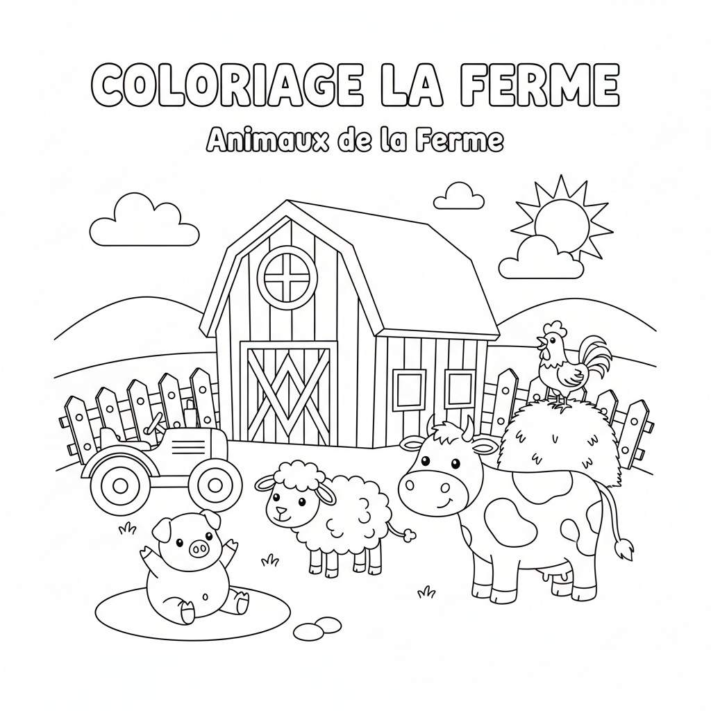 Coloriage La Ferme Gratuit à Imprimer pour Enfants