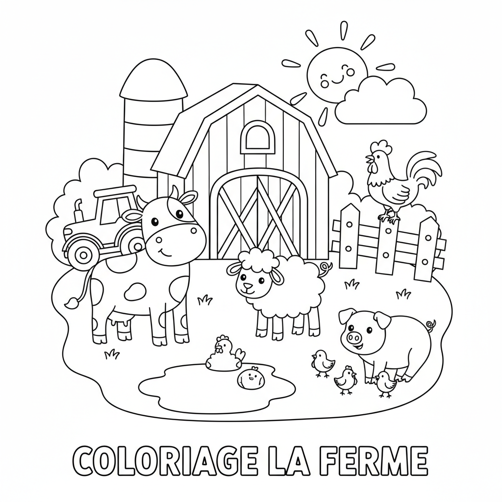 Coloriage La Ferme À Imprimer Gratuit pour Enfants