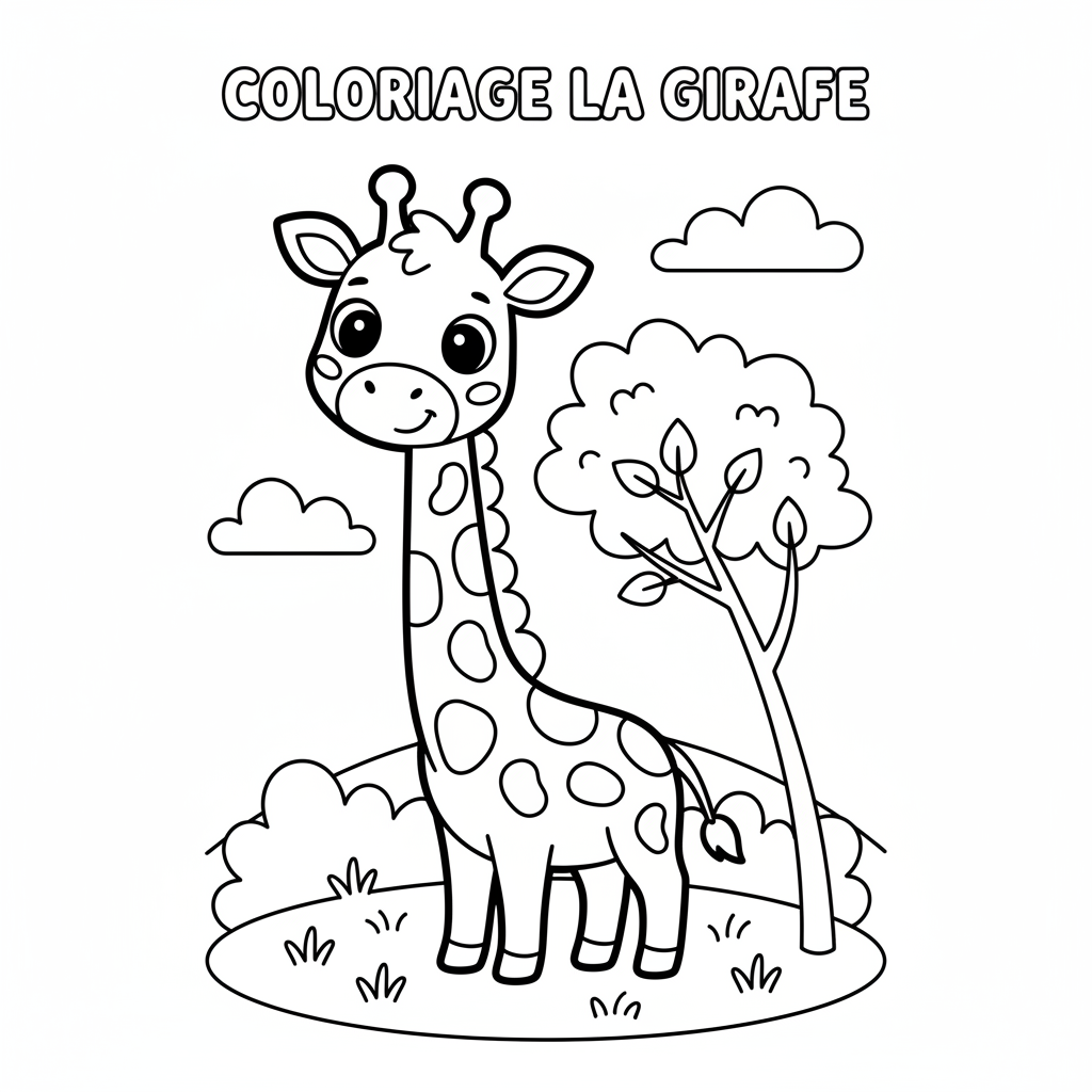 Coloriage La Girafe Gratuit à Imprimer pour Enfants