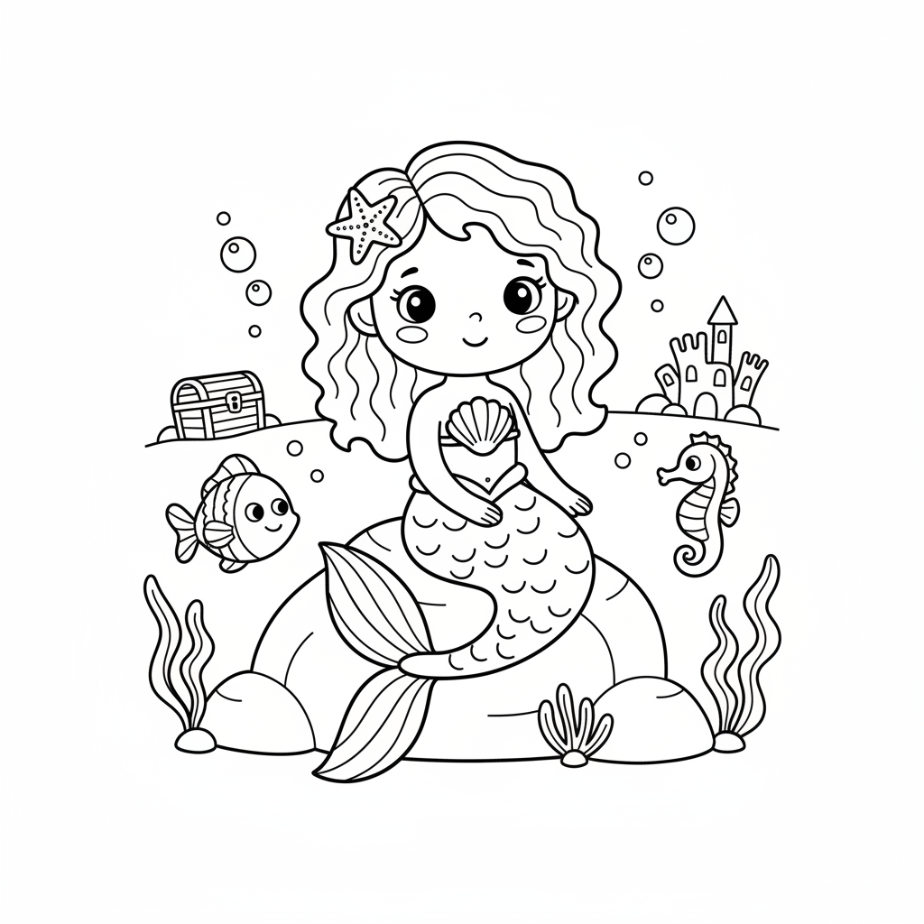 Coloriage La Petite Sirène Gratuit à Imprimer