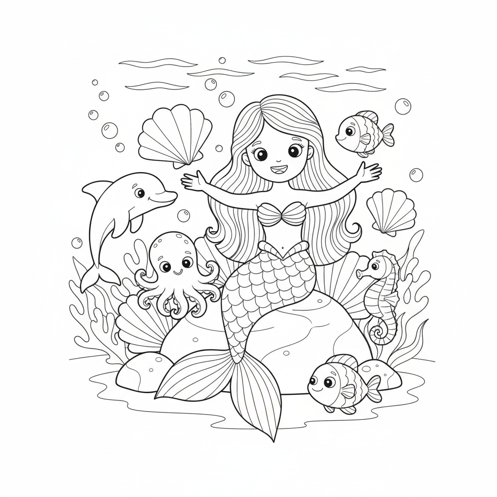 Coloriage coloriage la petite sirène à imprimer 3