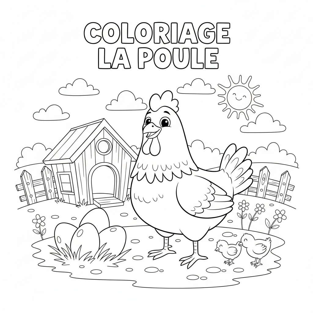 Coloriage coloriage la poule 3
