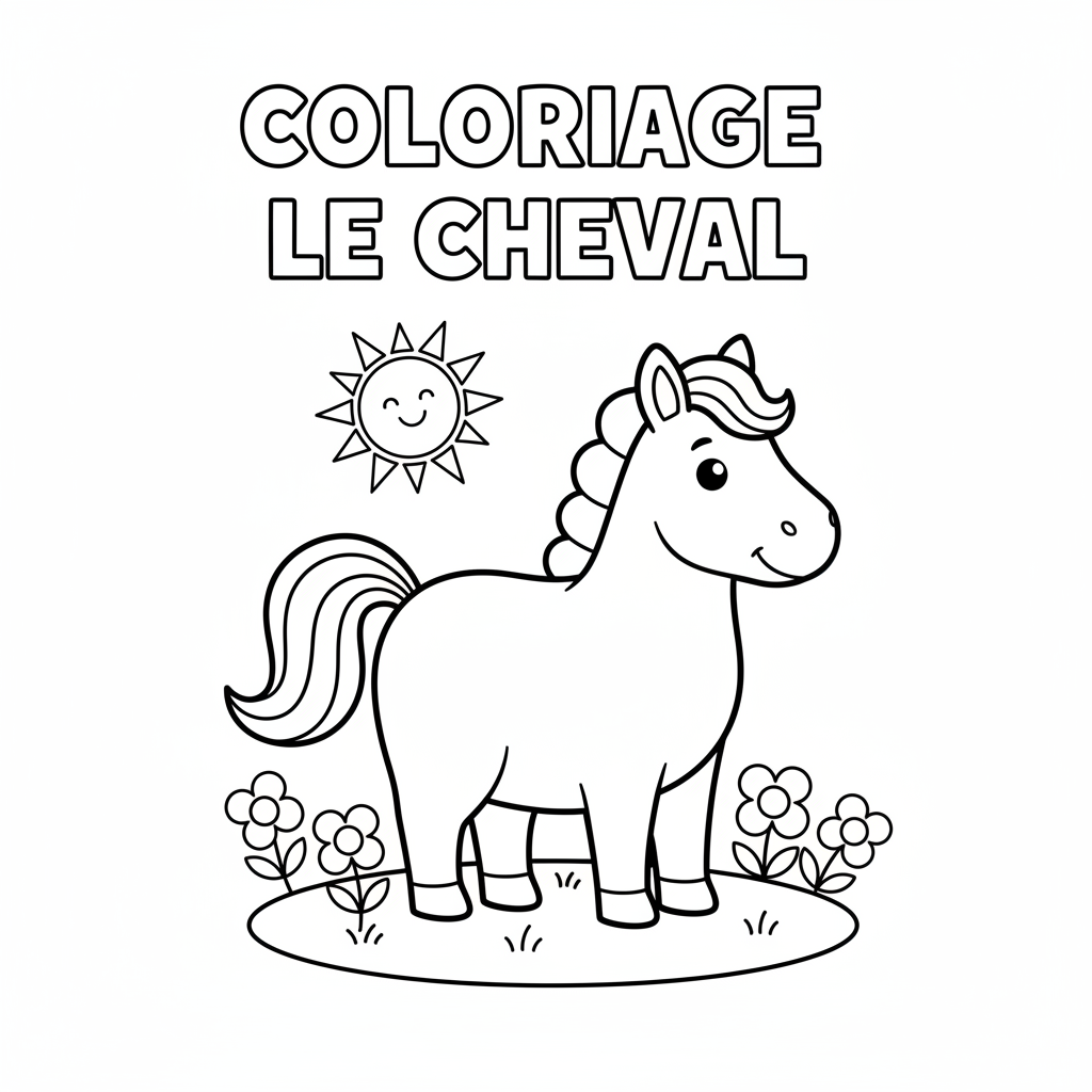 Coloriage Le Cheval Gratuit à Imprimer pour Enfants
