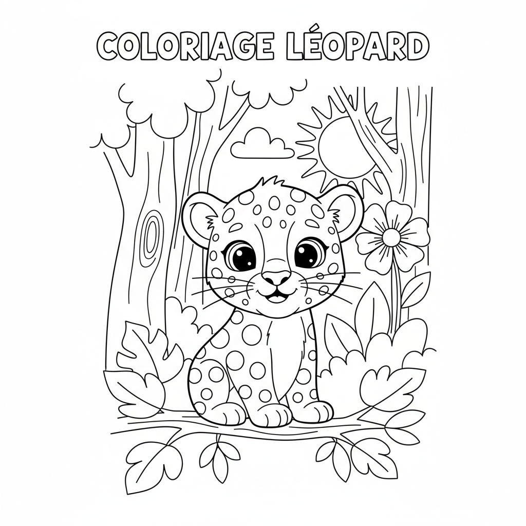 Coloriage Léopard Gratuit à Imprimer pour Enfants