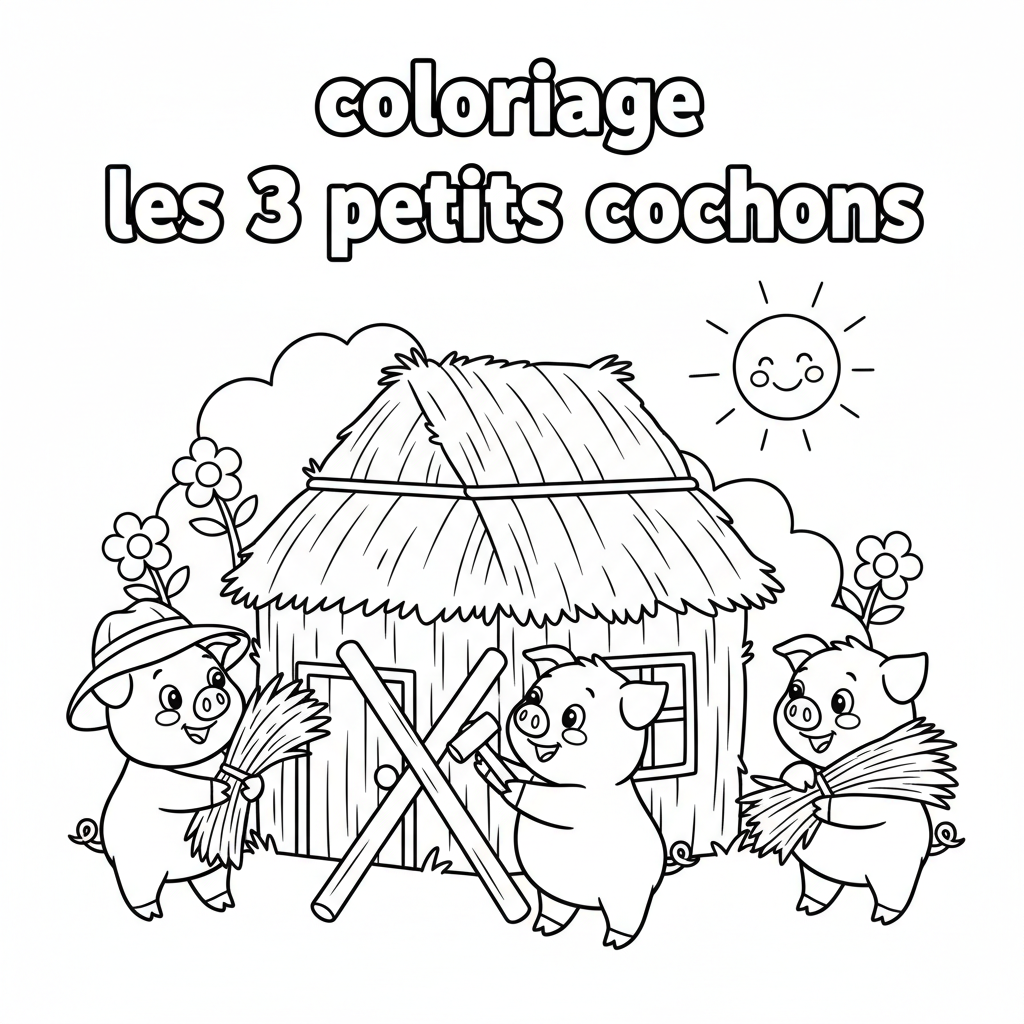 Coloriage coloriage les 3 petits cochons 1