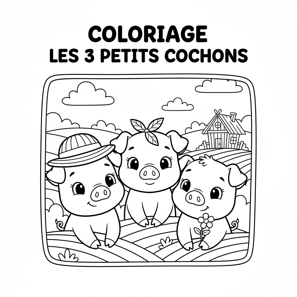 Coloriage coloriage les 3 petits cochons 4