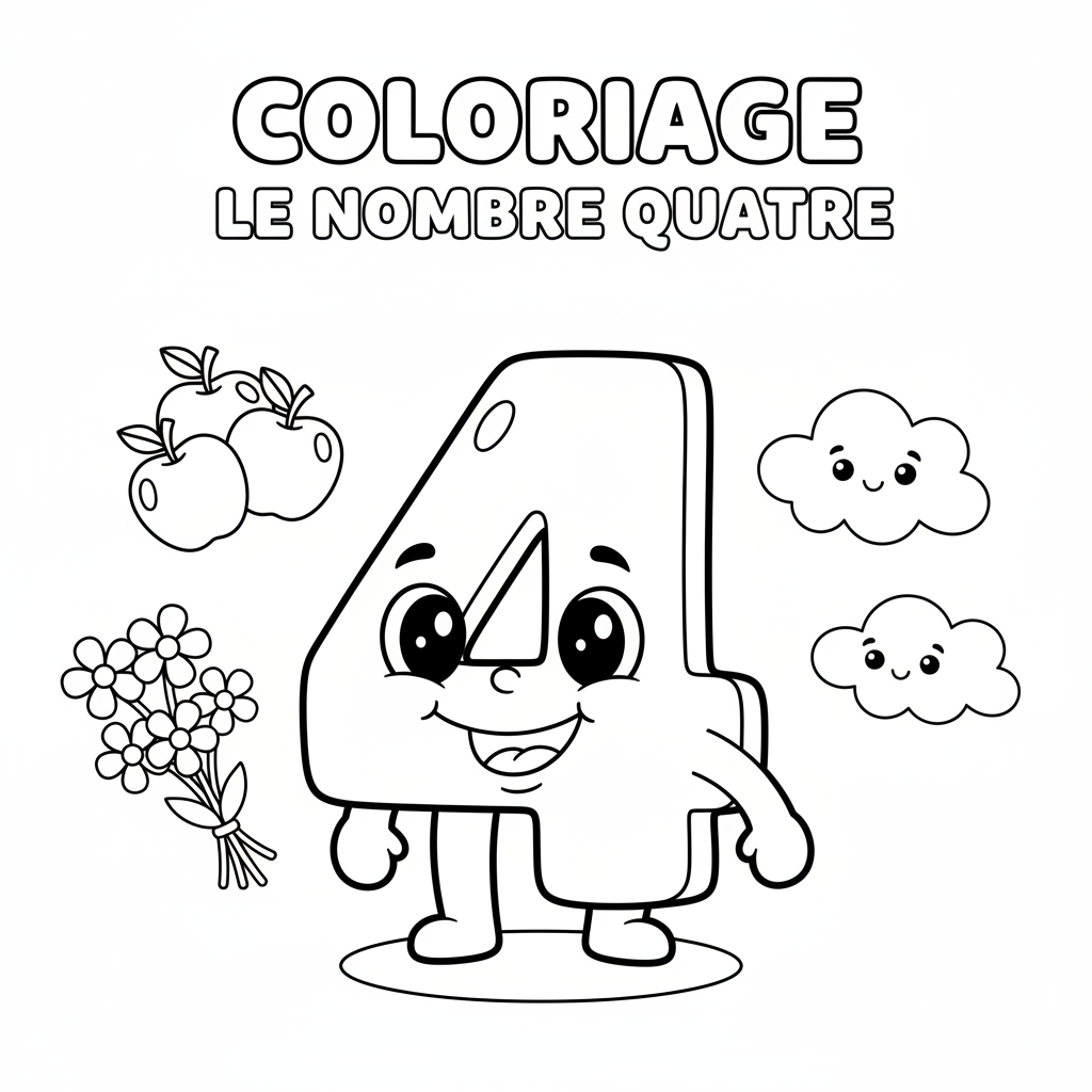 Coloriage coloriage les nombres 4