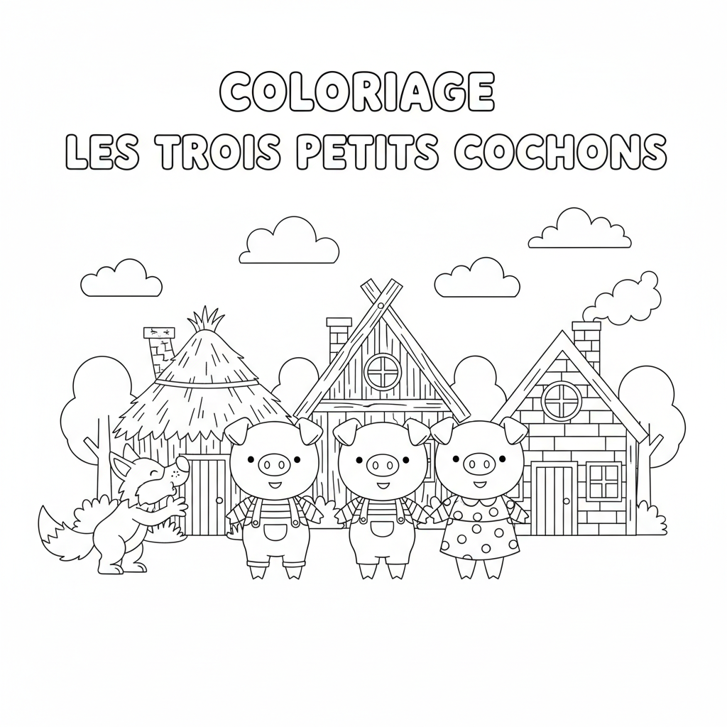 Coloriage coloriage les trois petit cochon 1