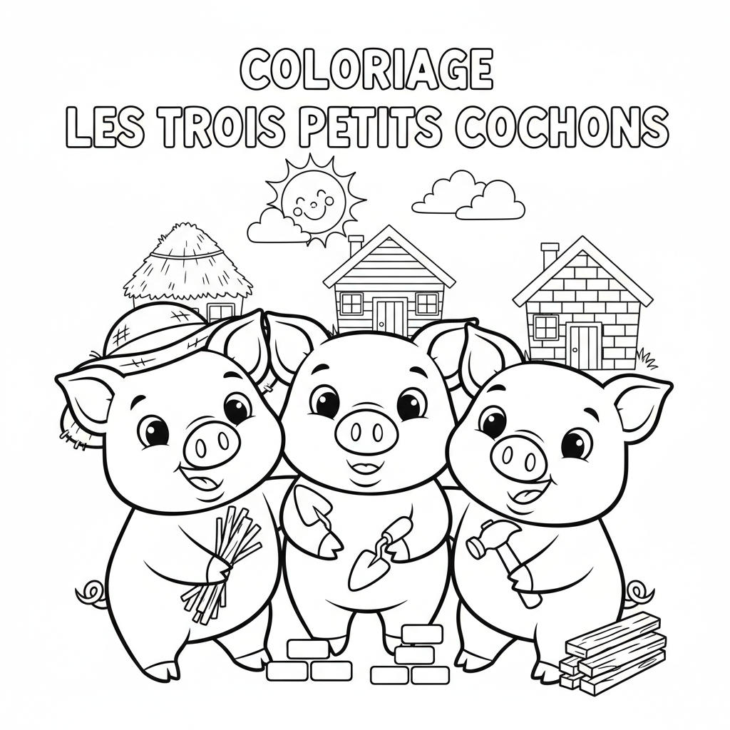 Coloriage coloriage les trois petits cochons 4