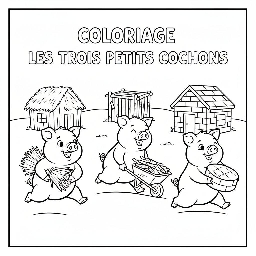 Coloriage coloriage les trois petits cochons 5