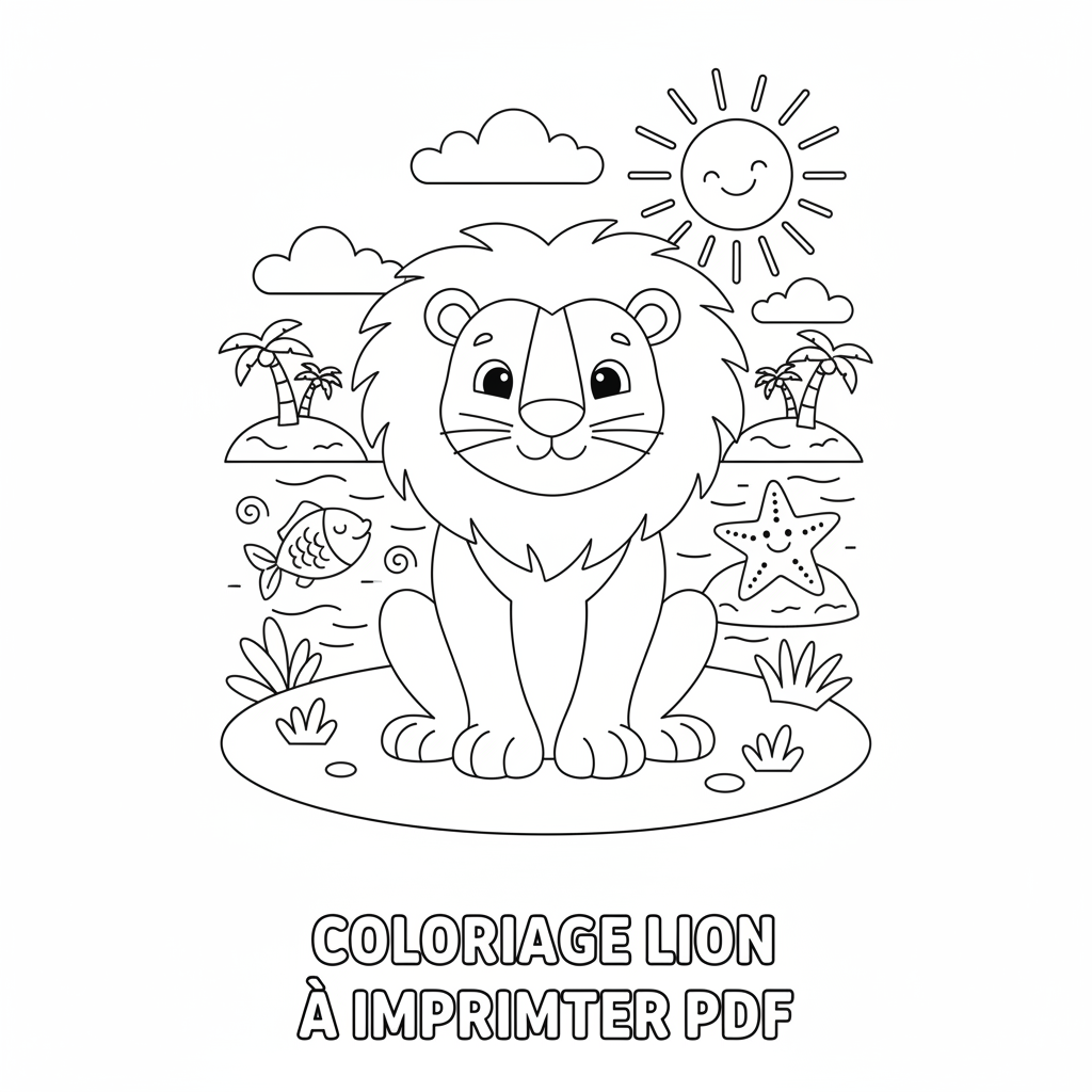 Coloriage coloriage lion à imprimer pdf 3