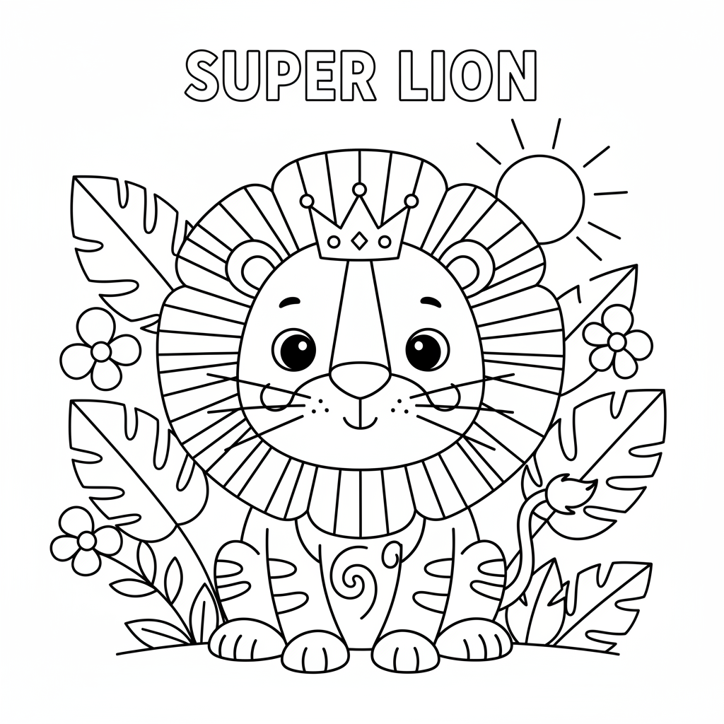 Coloriage coloriage lion facile 2