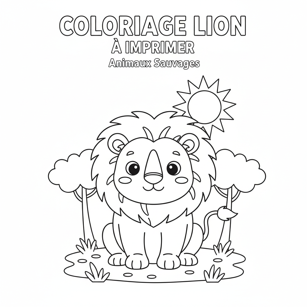 Coloriage Lion Imprimer Gratuit pour les Enfants