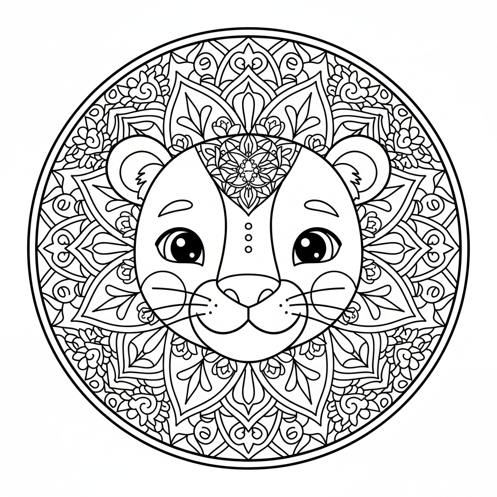 Coloriage coloriage lion mandala 4