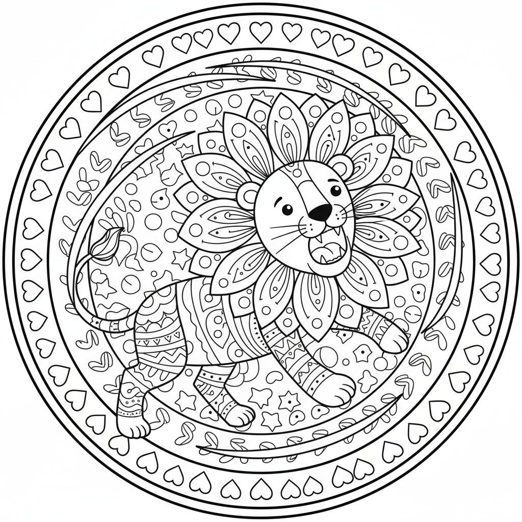 Coloriage coloriage lion mandala 5