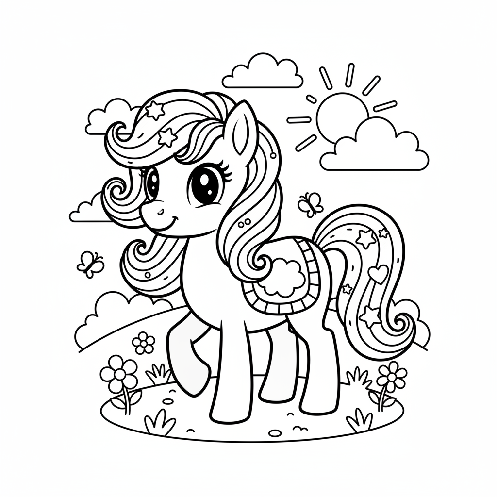 Coloriage Coloriage Little Pony Gratuit à Imprimer