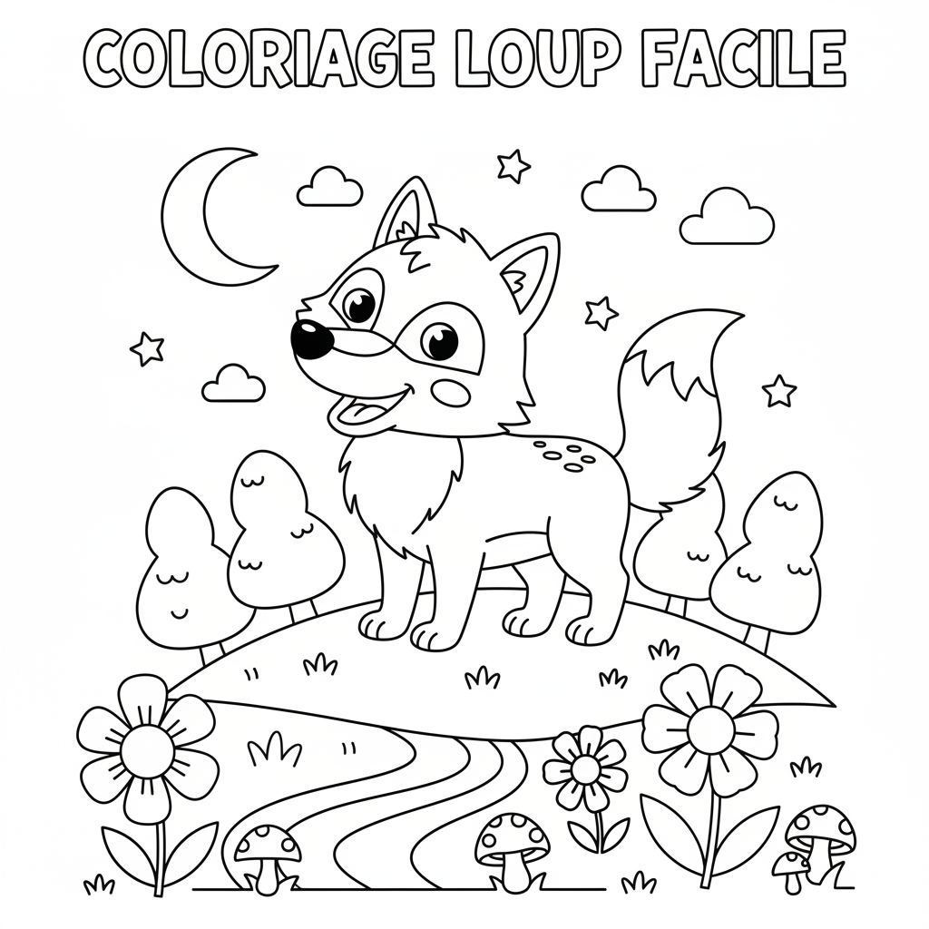 Coloriage coloriage loup facile 2