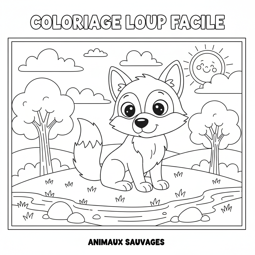 Coloriage coloriage loup facile 3