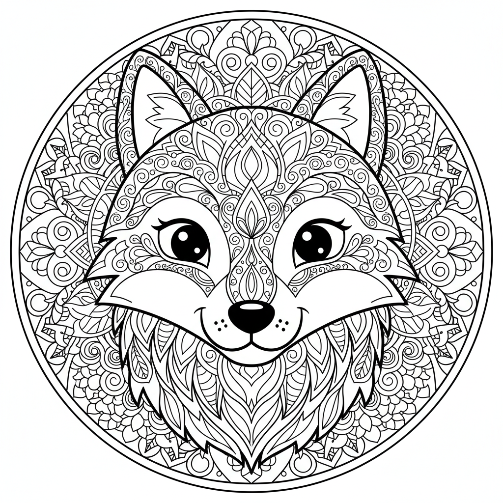 Coloriage coloriage loup mandala 4