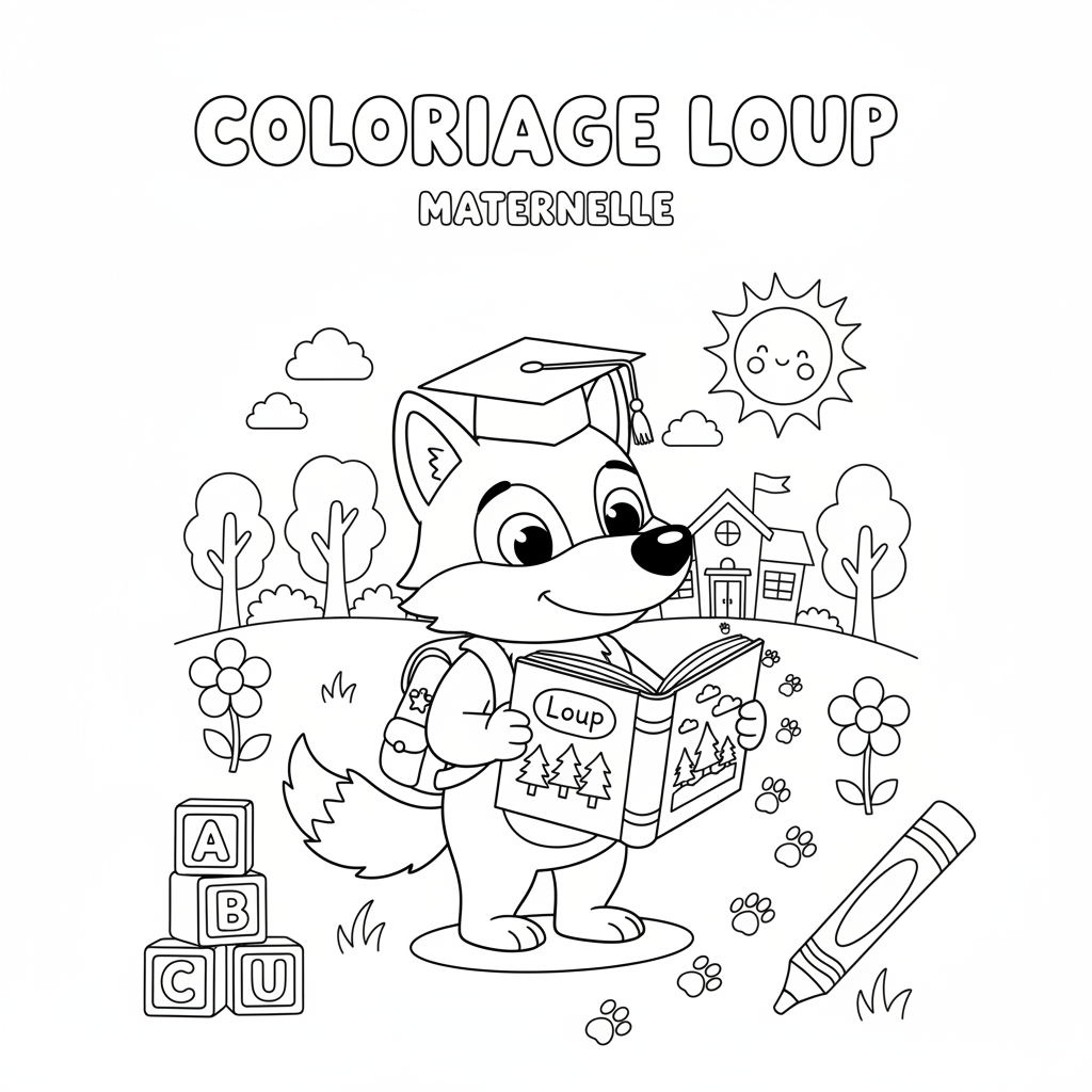 Coloriage coloriage loup maternelle 2