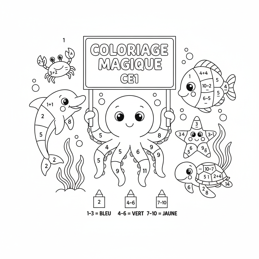 Coloriage coloriage magique a imprimer ce1