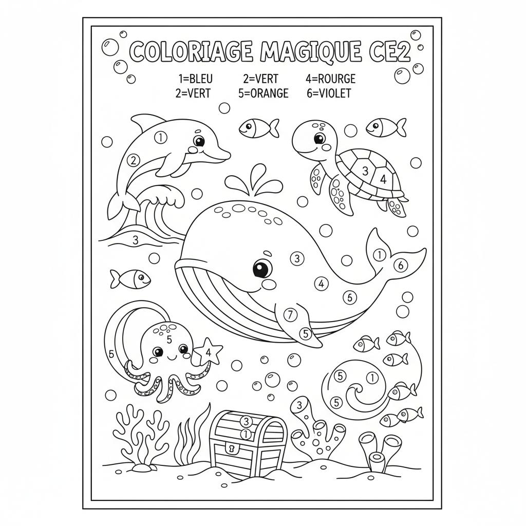 Coloriage coloriage magique à imprimer ce2 2