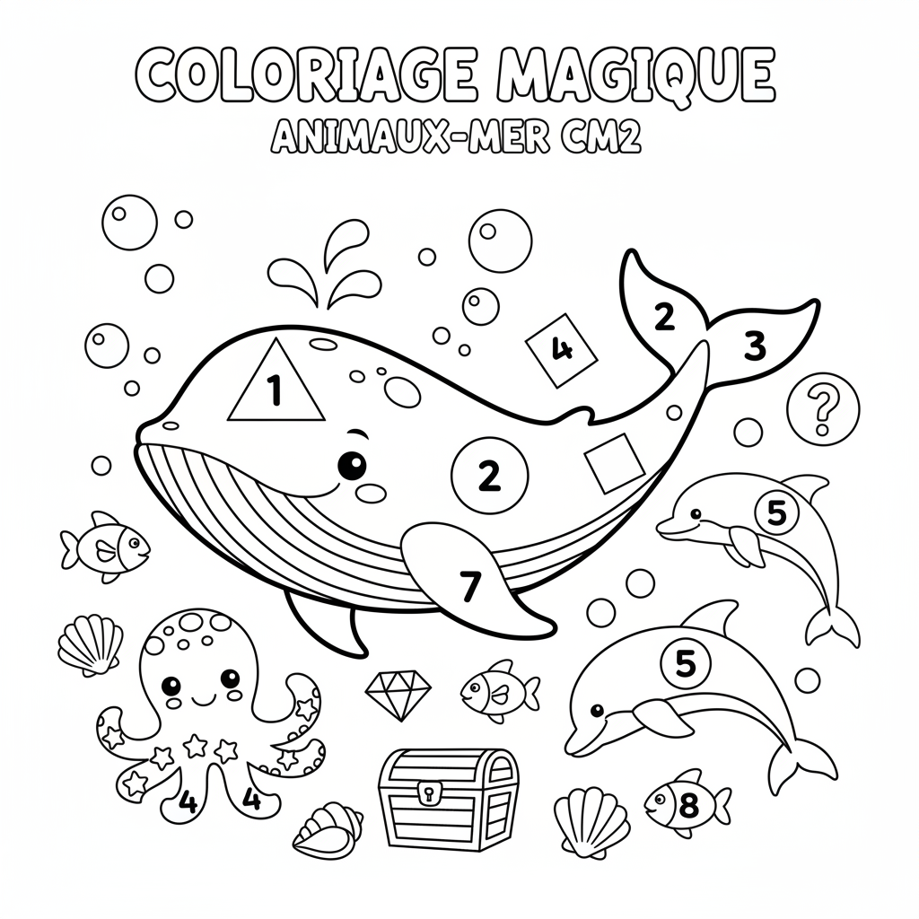 Coloriage coloriage magique à imprimer cm2