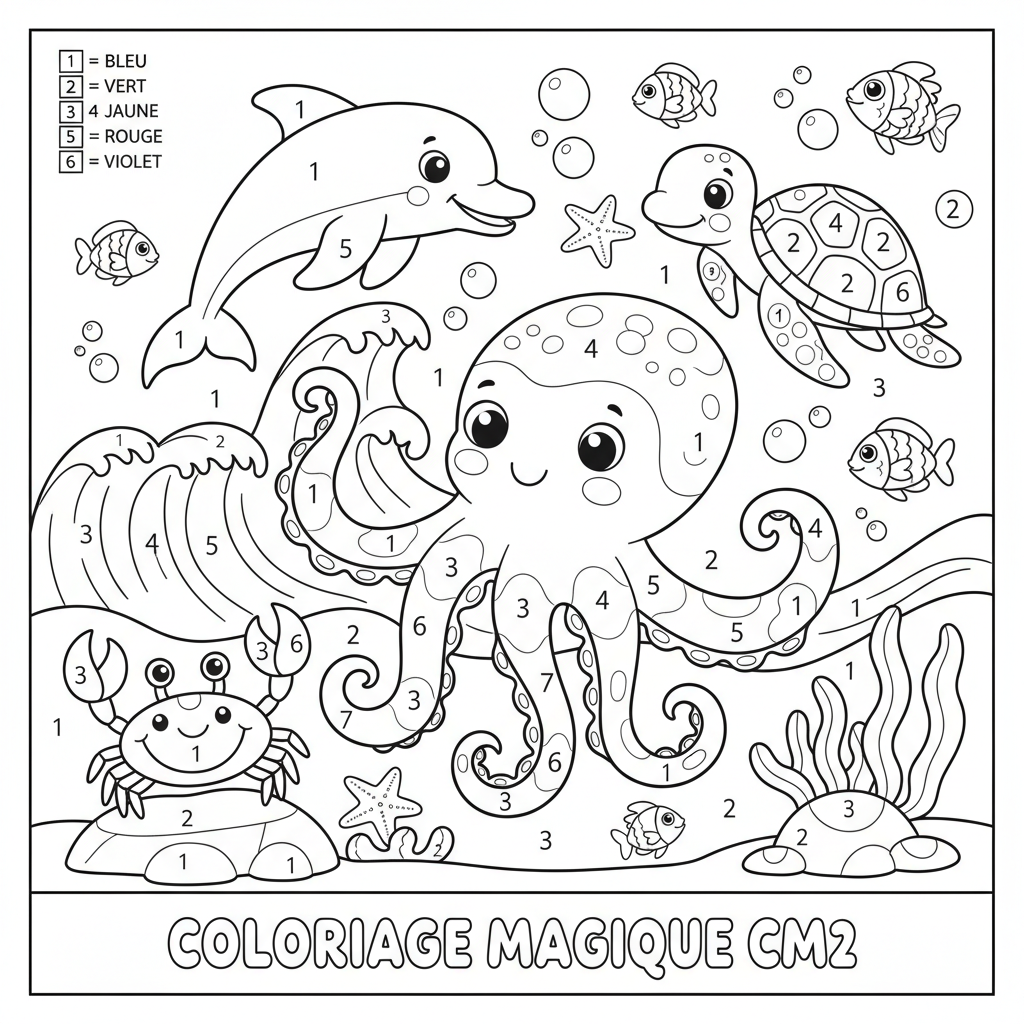 Coloriage coloriage magique à imprimer cm2 2