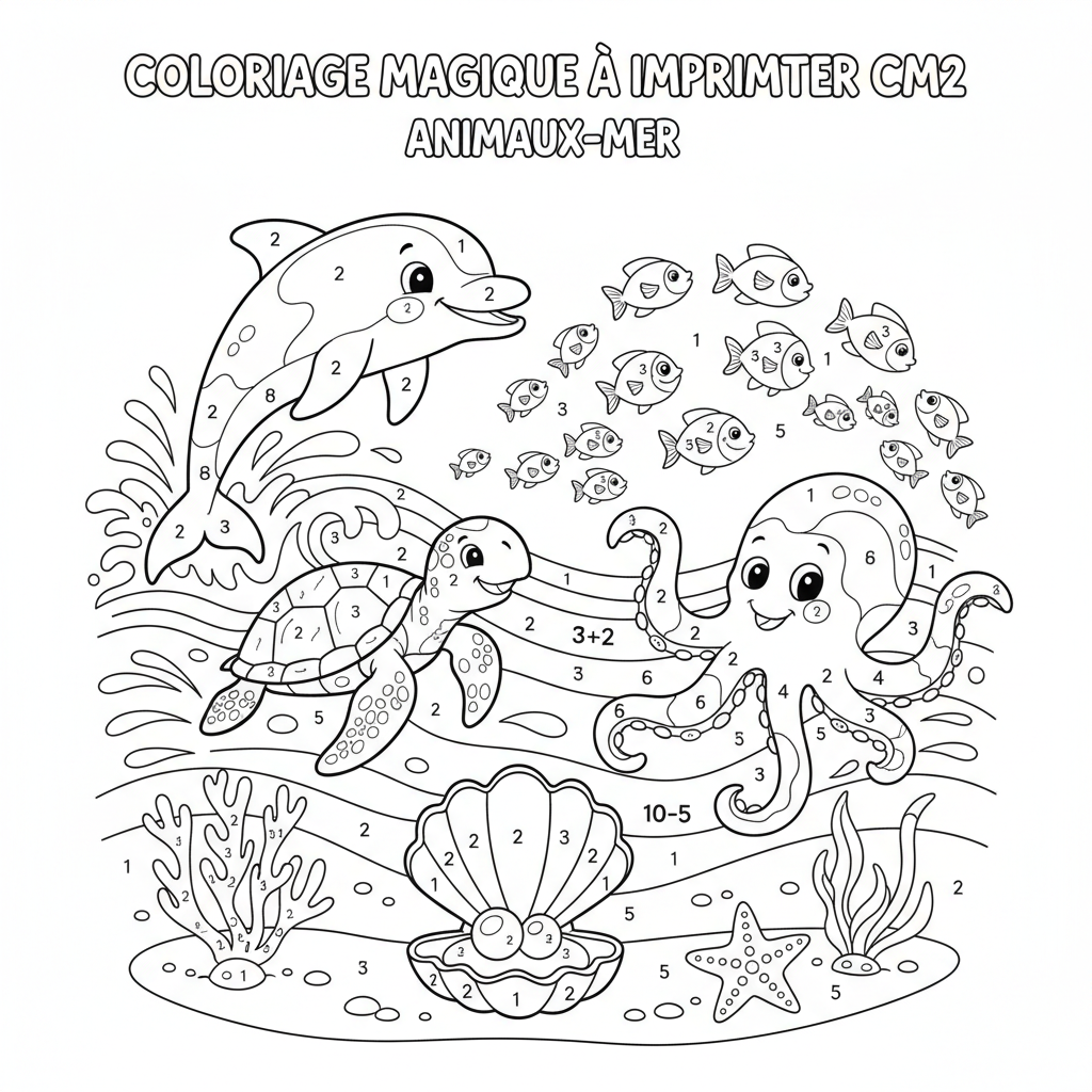 Coloriage coloriage magique à imprimer cm2 5