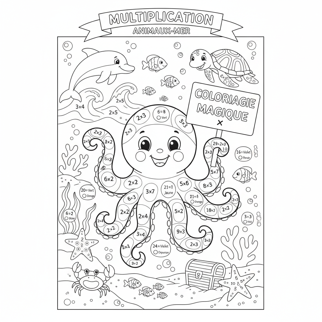 Coloriage coloriage magique à imprimer multiplication 3