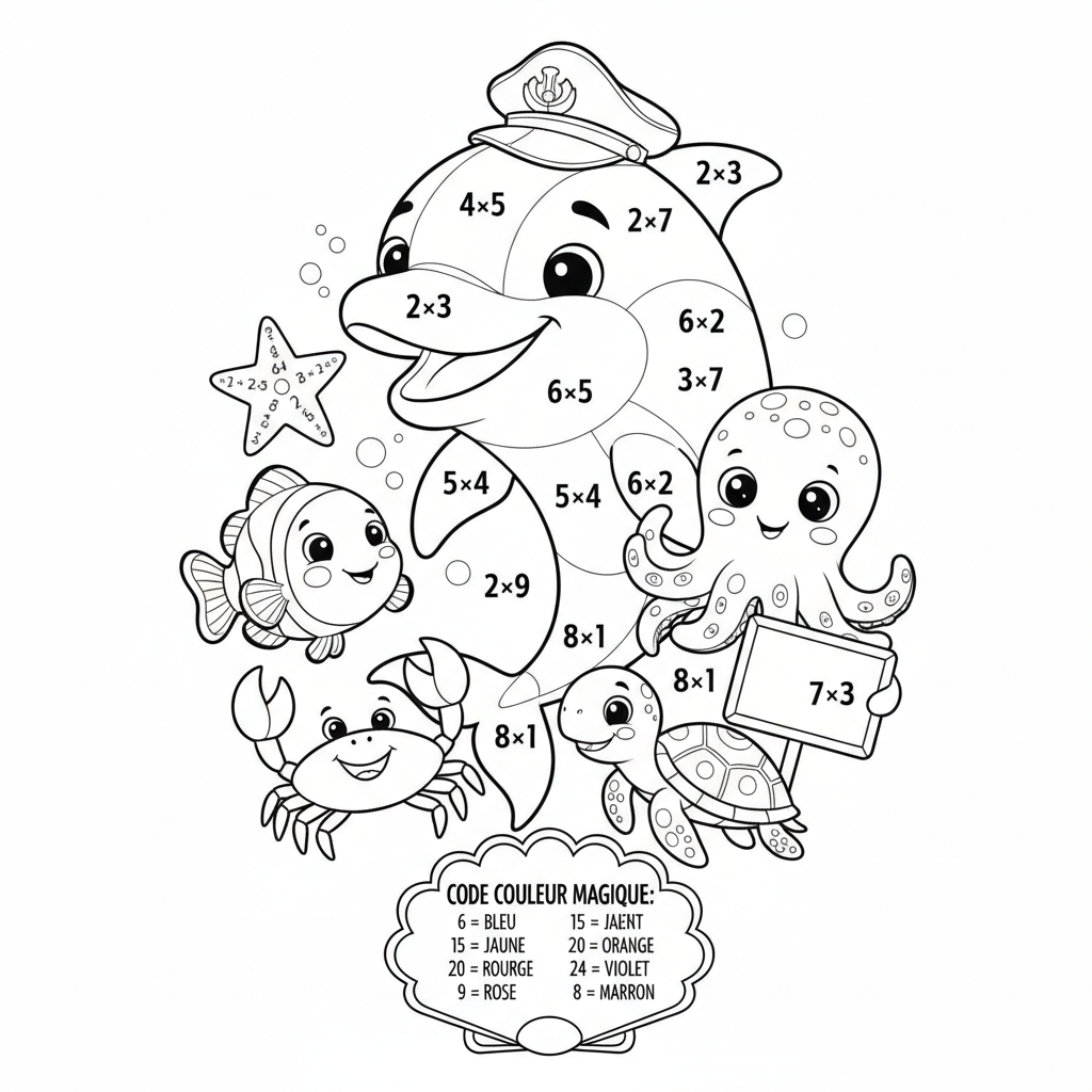 Coloriage coloriage magique à imprimer multiplication 4