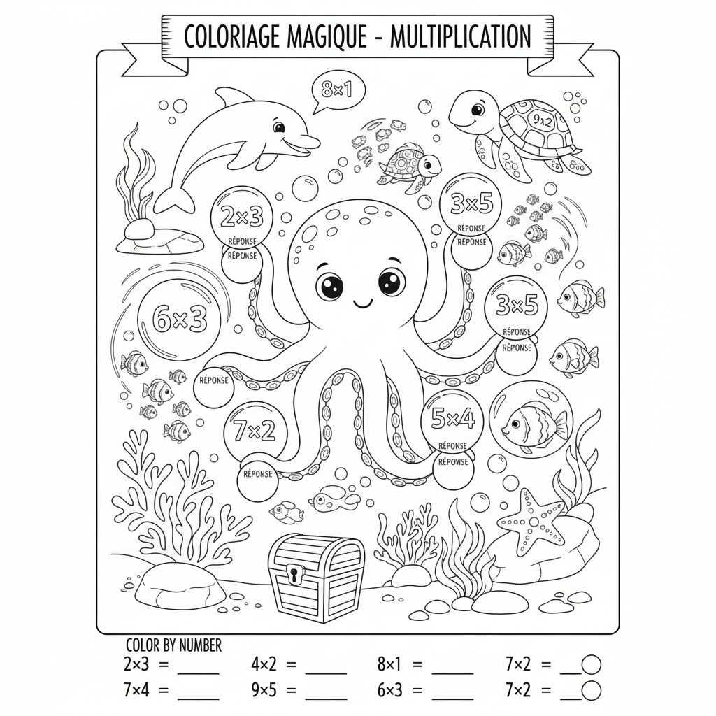 Coloriage coloriage magique à imprimer multiplication 5