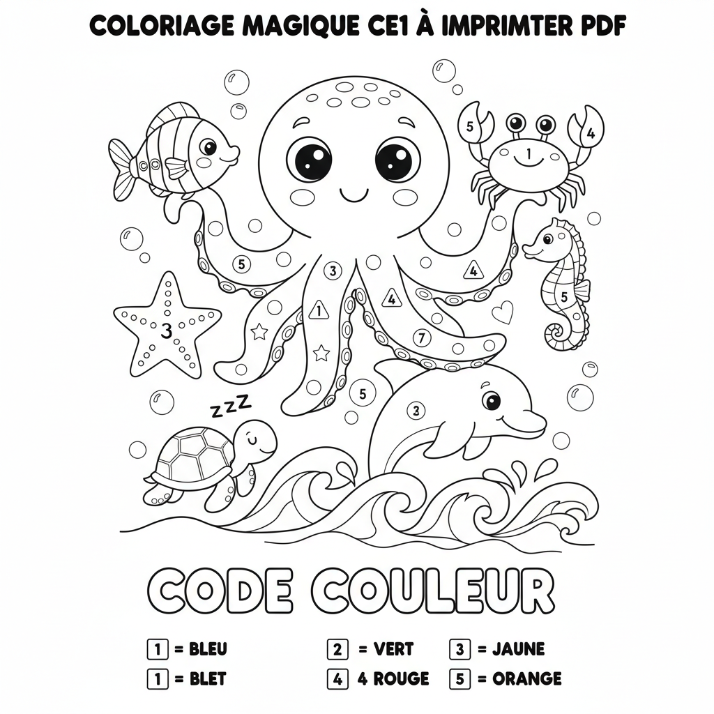 Coloriage coloriage magique ce1 à imprimer pdf
