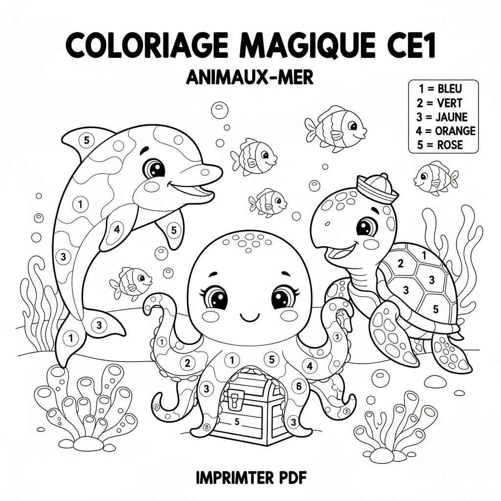 Coloriage coloriage magique ce1 à imprimer pdf 4