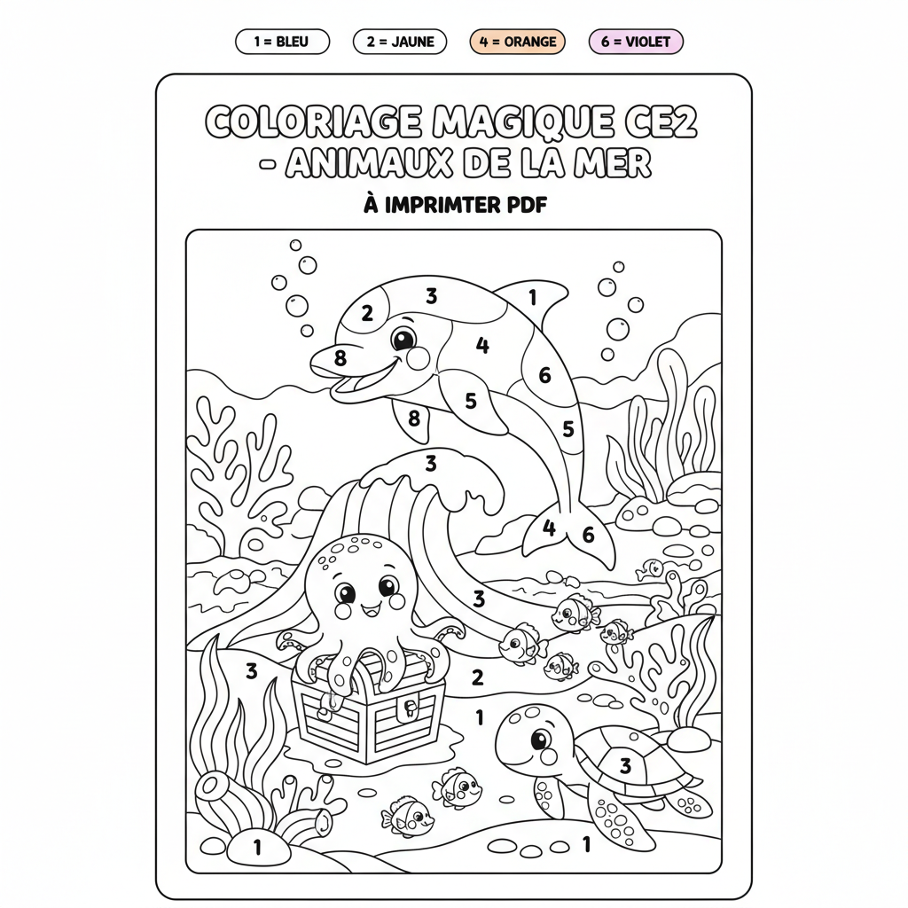 Coloriage coloriage magique ce2 à imprimer pdf 2