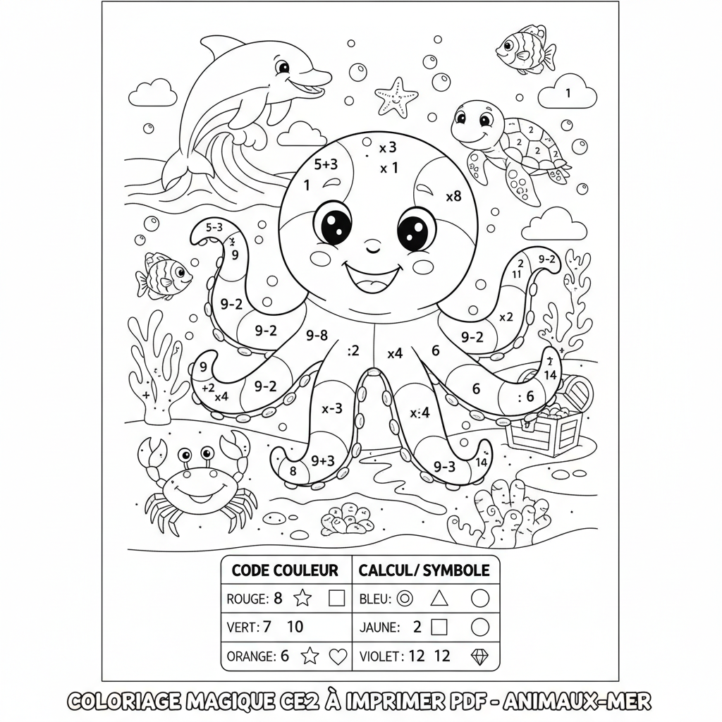 Coloriage coloriage magique ce2 à imprimer pdf 3