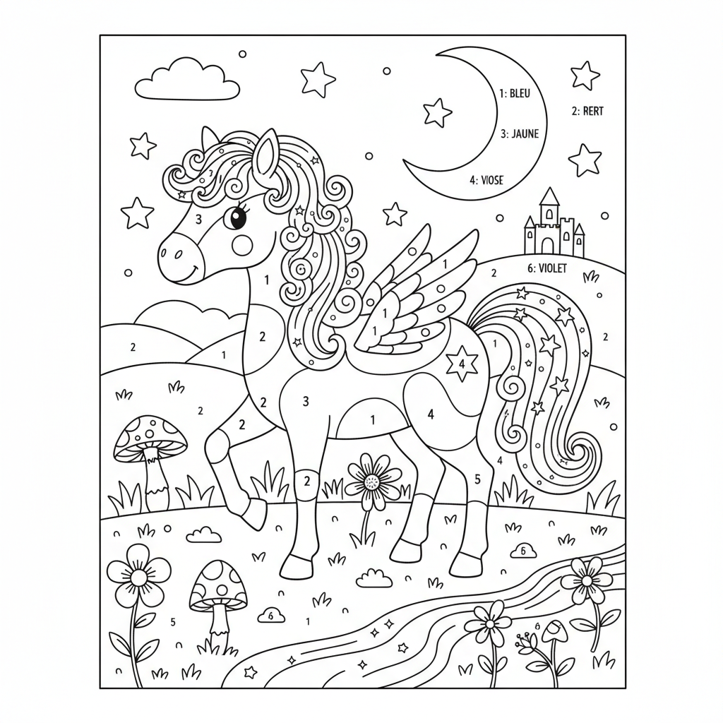 Coloriage coloriage magique cheval 3