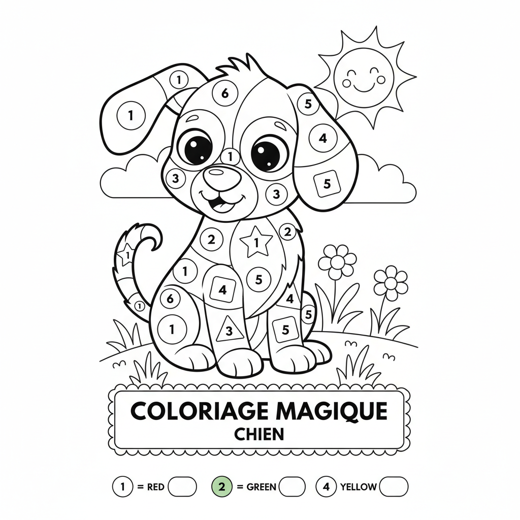 Coloriage coloriage magique chien