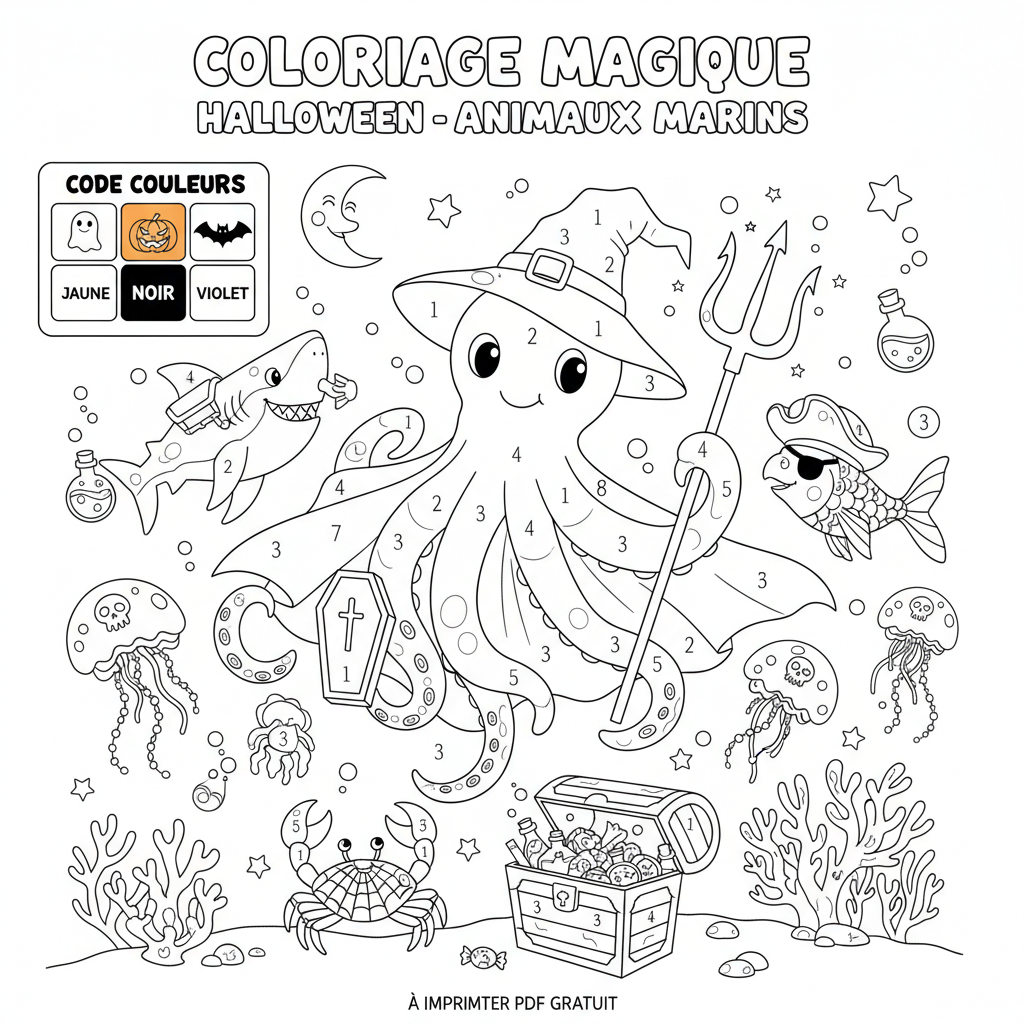 Coloriage coloriage magique halloween à imprimer pdf gratuit 2