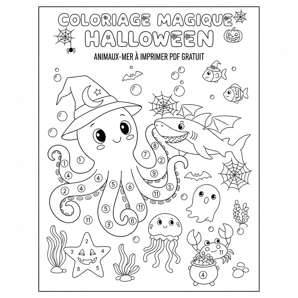 Coloriage coloriage magique halloween à imprimer pdf gratuit 3