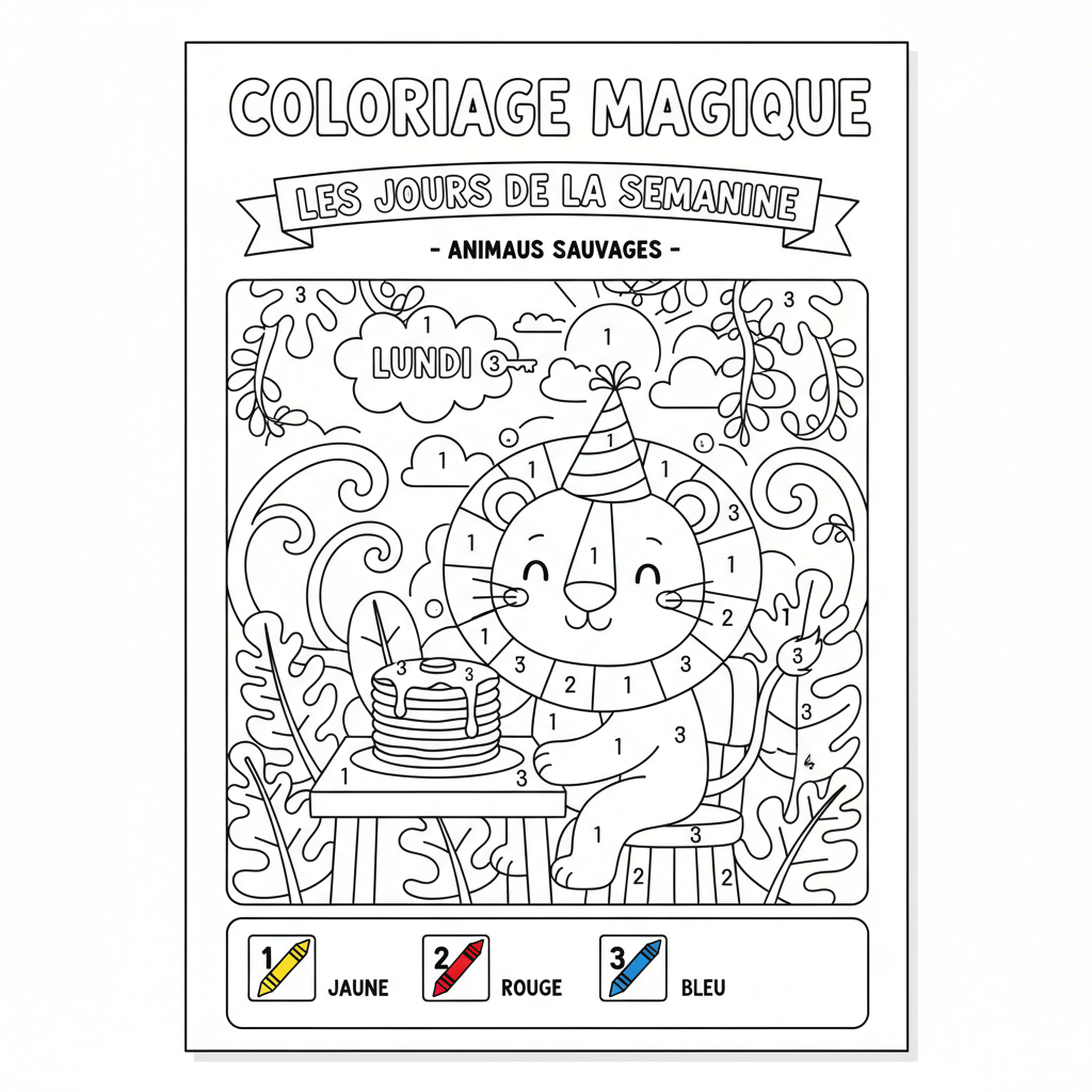 Coloriage Magique Les Jours De La Semaine Gratuit à Imprimer