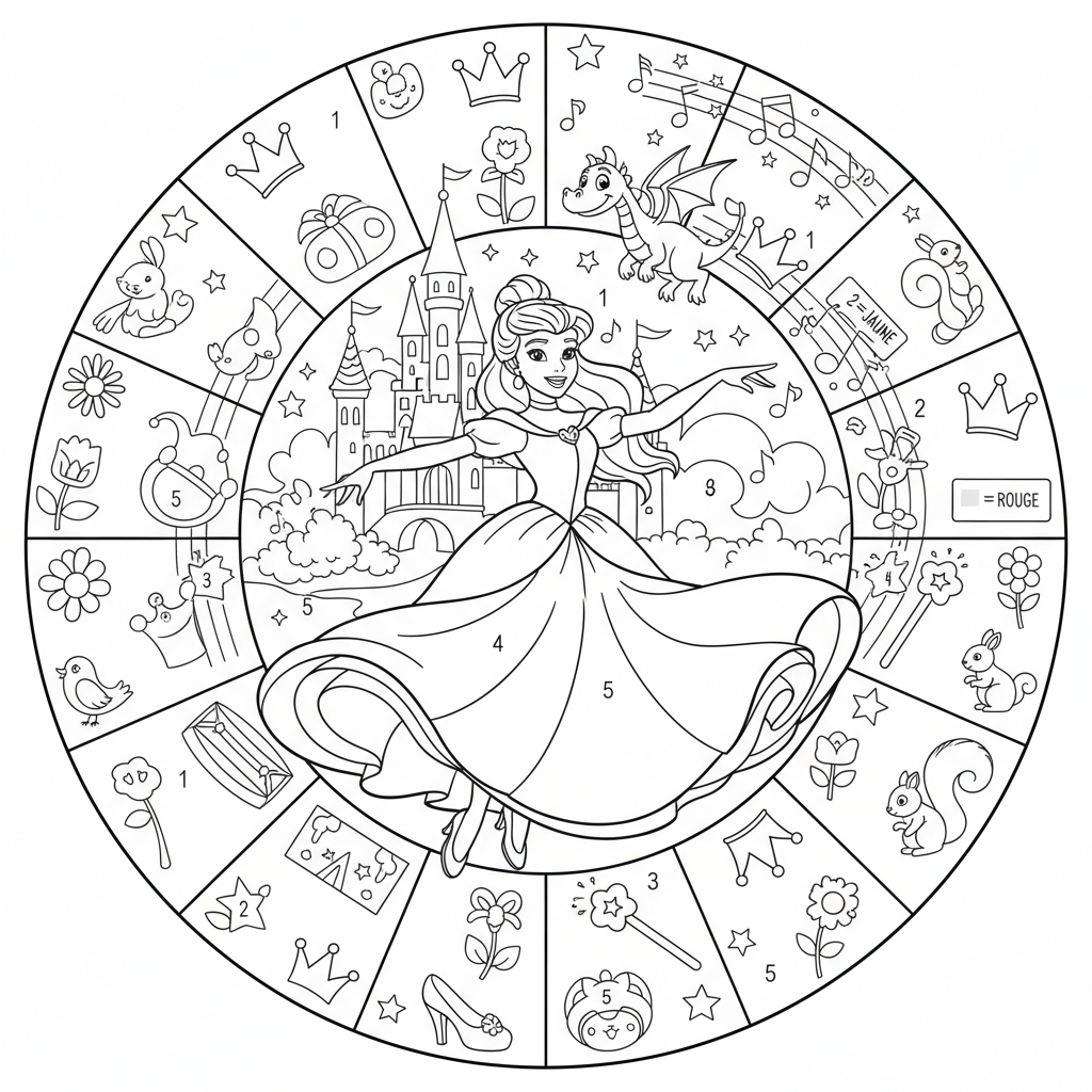 Coloriage coloriage magique princesse disney 5