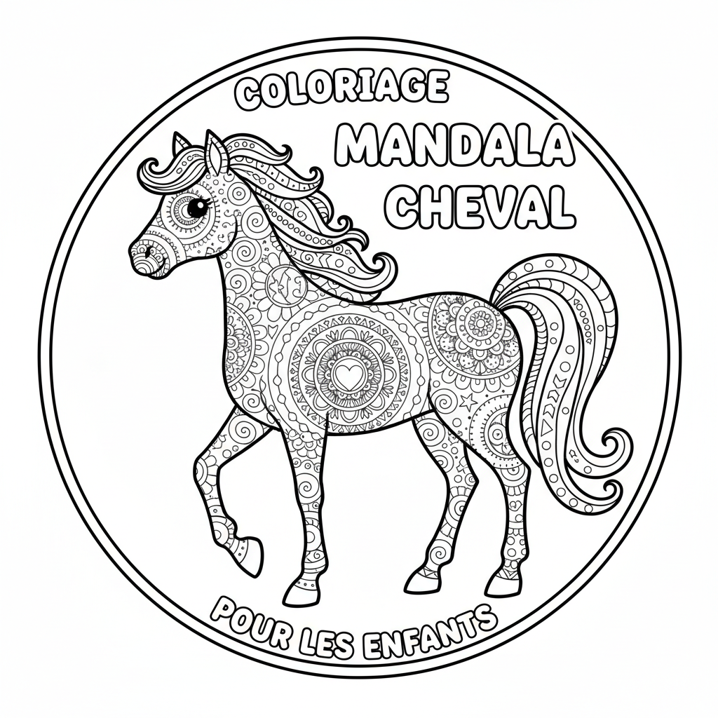 Coloriage Mandala Cheval Gratuit à Imprimer