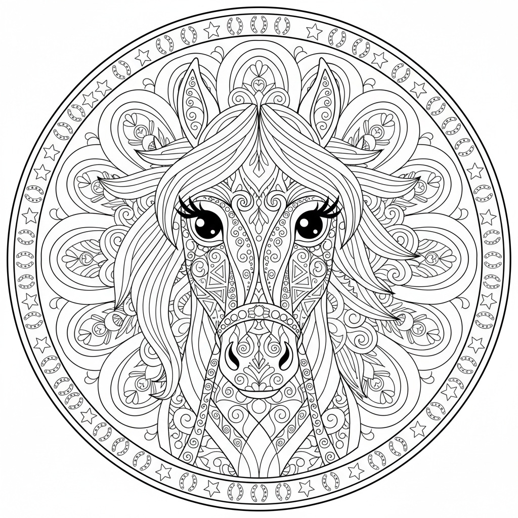 Coloriage coloriage mandala cheval 2