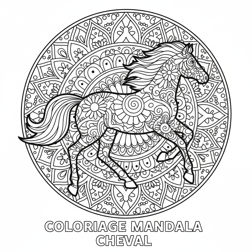 Coloriage coloriage mandala cheval 5